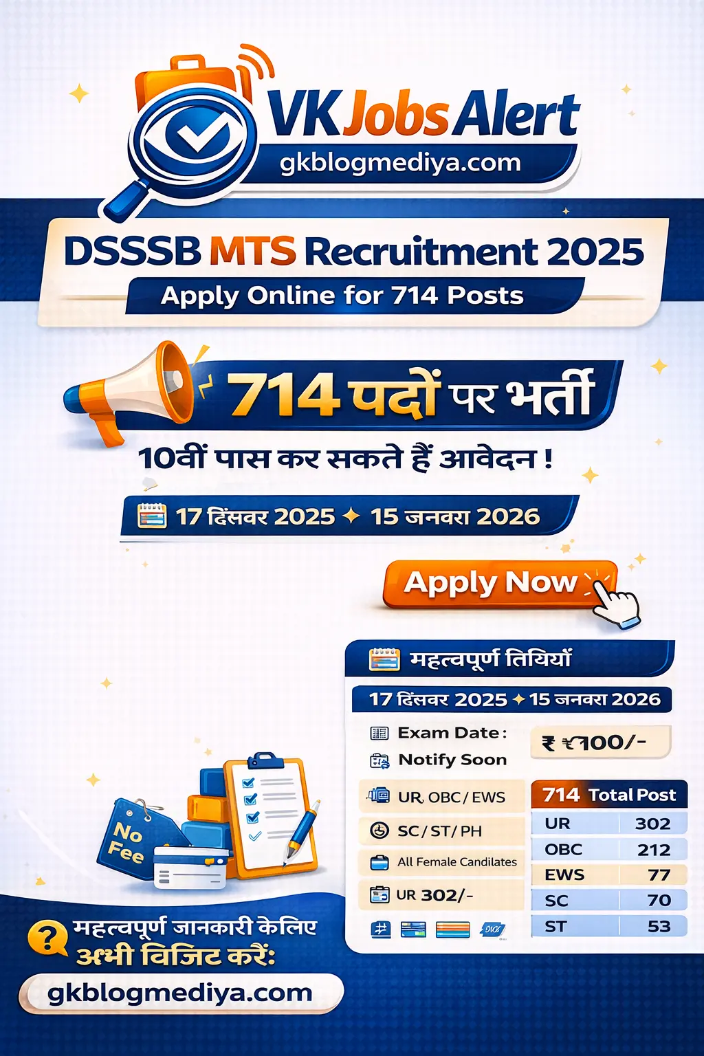 DSSSB MTS Recruitment 2025