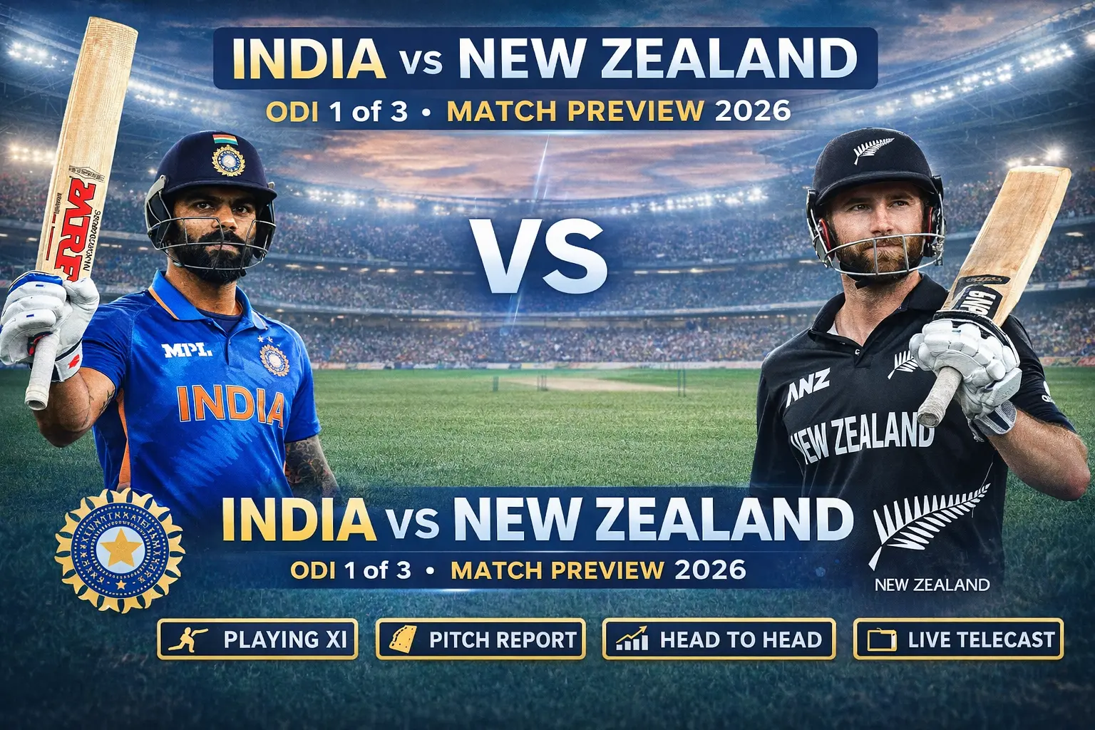 INDIA vs NEW ZEALAND ODI 1st Match 2026