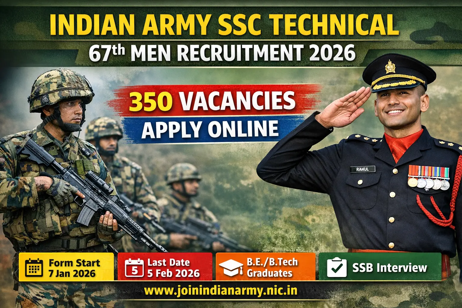 Indian Army SSC Technical 67th Men Recruitment 2026